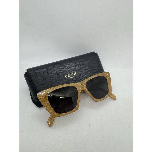 CELINE cat eye women's sunglasses + case Brown with glitter 51mm CL401871 - Picture 12 of 15